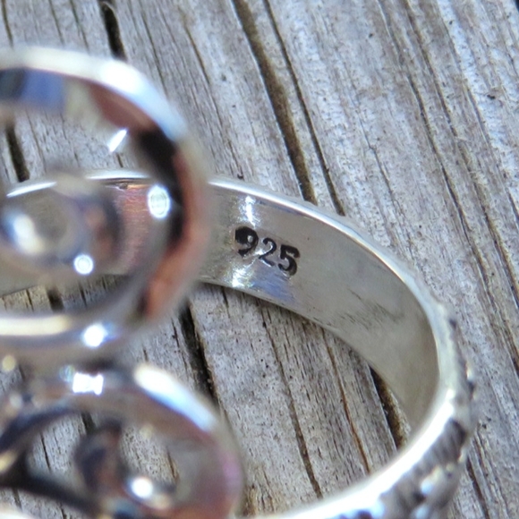 SOLD Rose Cut Natural Iolite Scroll Statement Ring - Picture 6 of 7